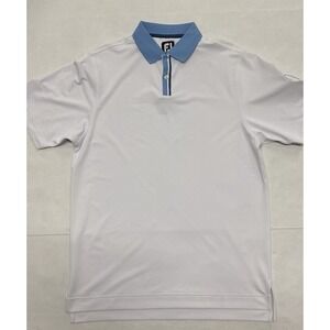 Footjoy FJ Golf Polo. White & Blue. Small/Medium